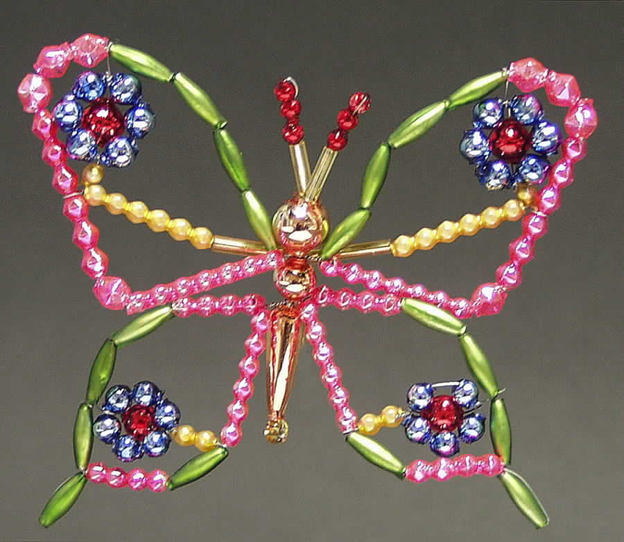 Beaded Summerflights-Blue Flowers - No Box by Christopher Radko-1
