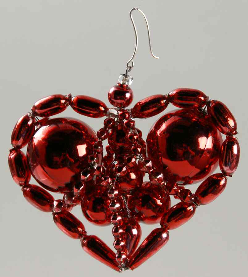 Beaded Loving Hearts-Red - No Box by Christopher Radko-1