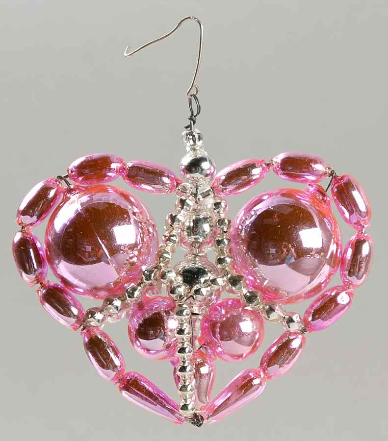 Beaded Loving Hearts-Pink - No Box by Christopher Radko-1