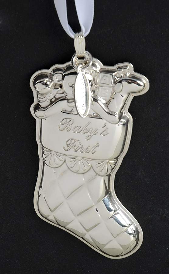 Babys First Christmas-Sterling Stocking With Date Tag-3 1/2"H - Boxed by Reed & Barton-1