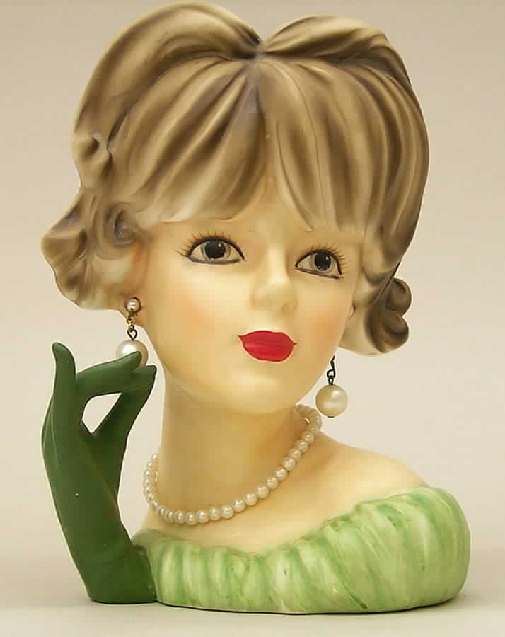 Reliable Head Vases Greenglove&Dress - No Box by Reliable Glass & Pottery-1