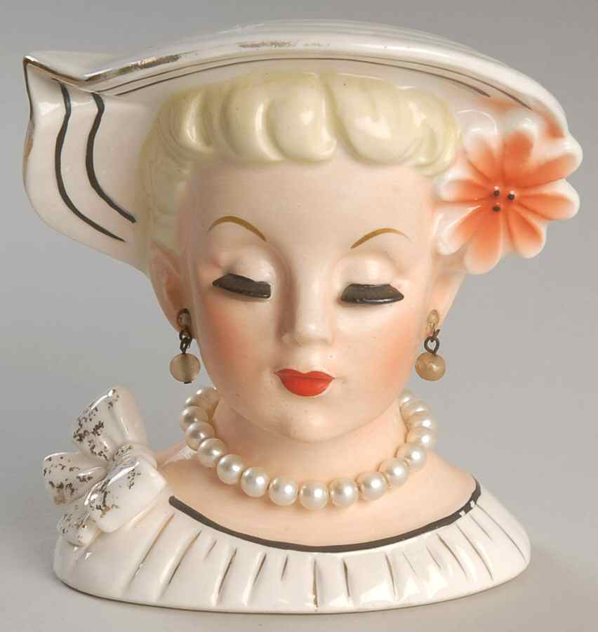 Reliable Head Vases Lady In Hat And Flowers In Hair - No Box by Reliable Glass & Pottery-1