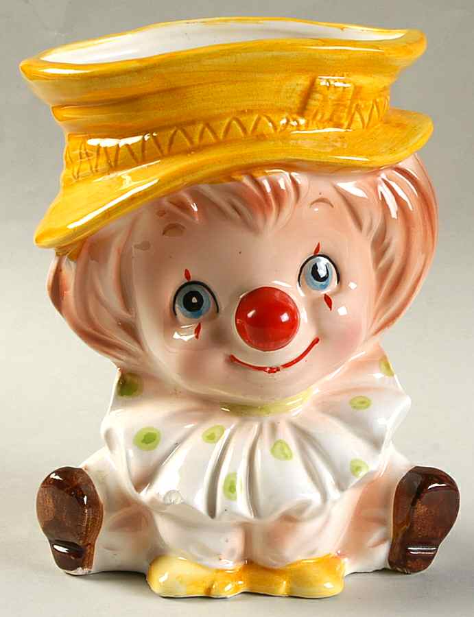 Reliable Head Vases Clown Ylw Hat Polka Dot Collar - No Box by Reliable Glass & Pottery-1