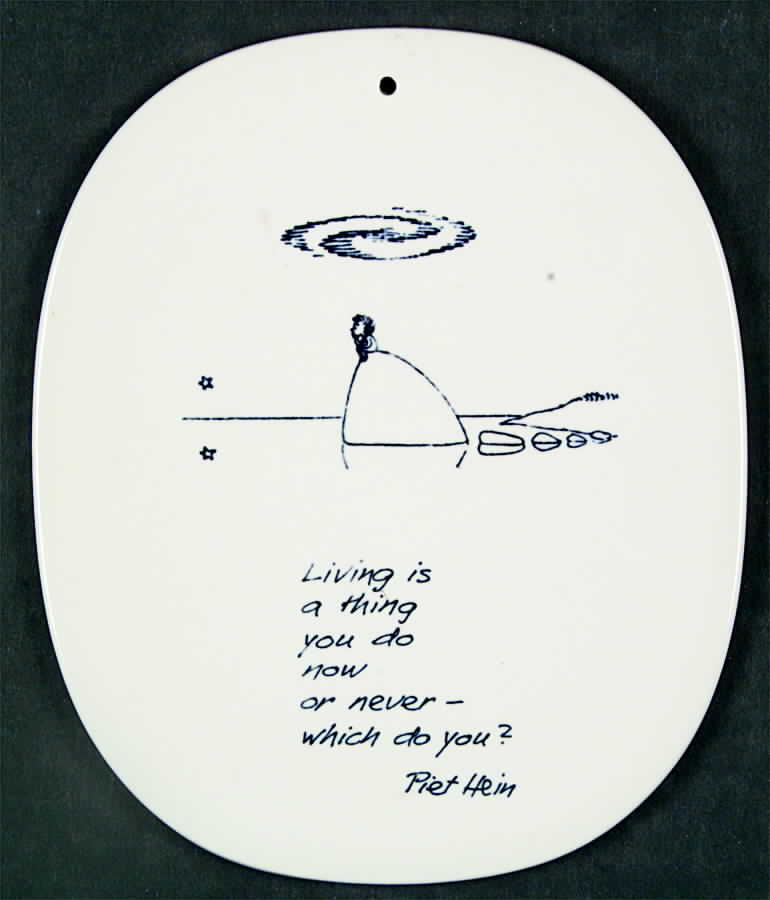 Piet Hein Wall Plaque Living Is A Thing You Do Now Of Never - No Box by Royal Copenhagen-1