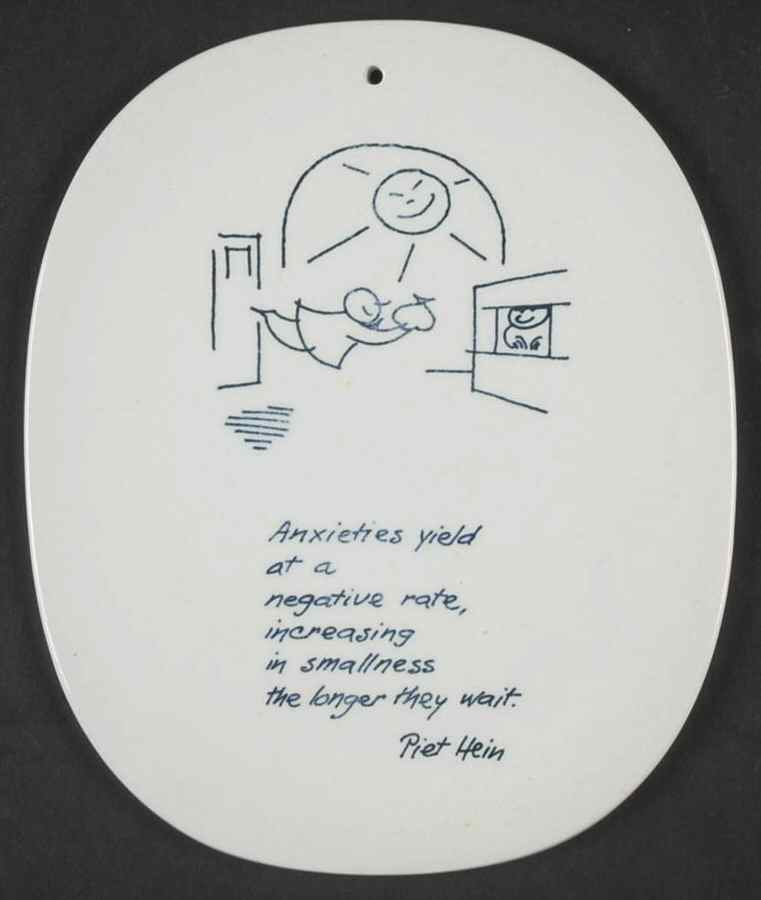 Piet Hein Wall Plaque Anxieties Yield At A Negative Rate - No Box by Royal Copenhagen-1