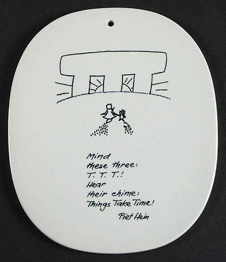 Piet Hein Wall Plaque Mind These Three: T.T.T.! - No Box by Royal Copenhagen-1
