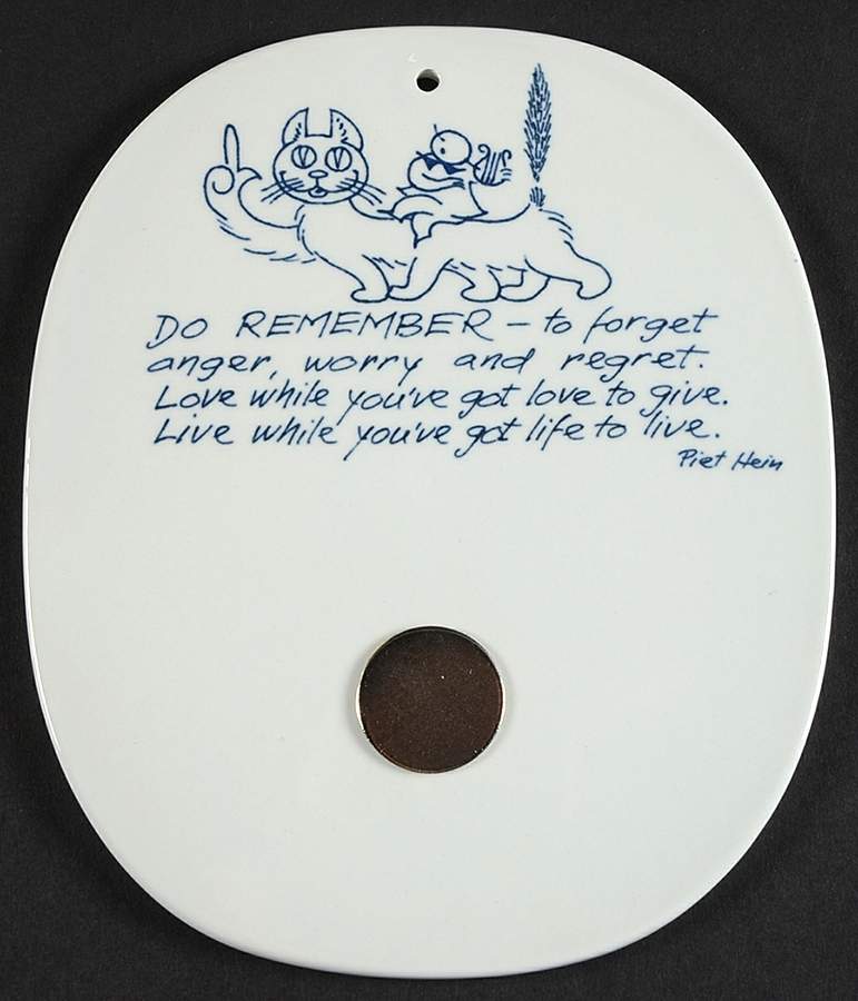 Piet Hein Wall Plaque Do Remember-To Forget Anger - No Box by Royal Copenhagen-1
