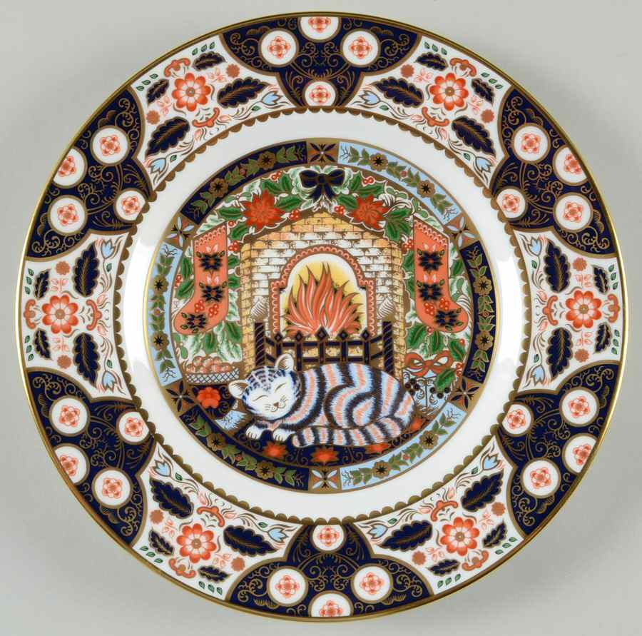 Imari Christmas Plate Kitten 1999 - Boxed by Royal Crown Derby-1