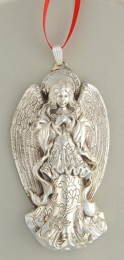 Annual Sterling Angel Lillian, Angel Of Worship-3 3/8 H - Boxed by Reed & Barton-1