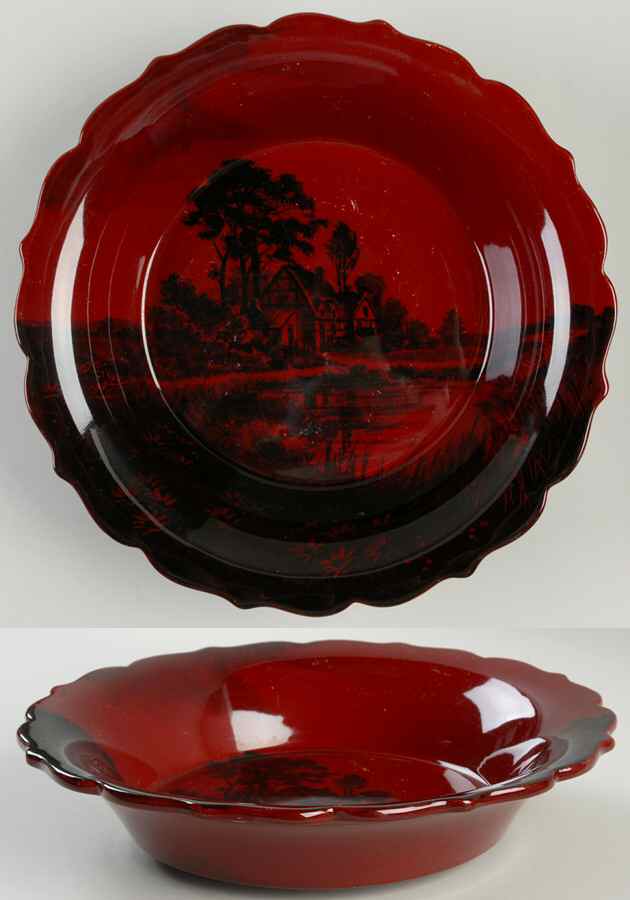 Flambe - Woodcut 9" Round Vegetable Bowl by Royal Doulton-1