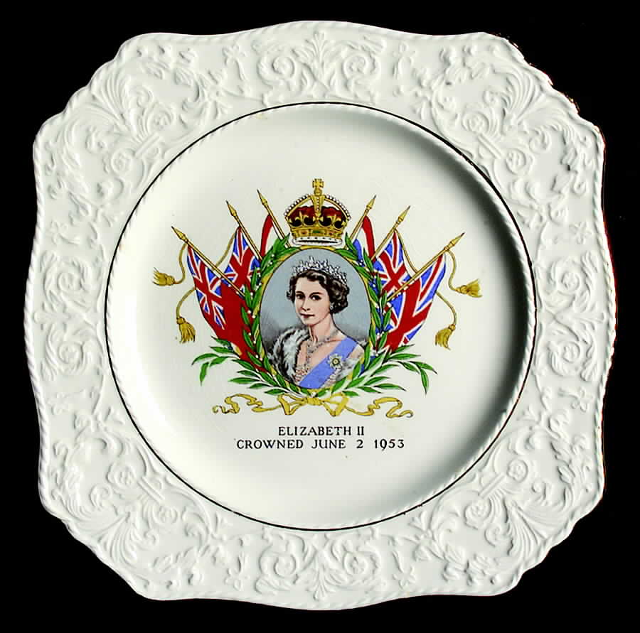 Royal Winton Royalty Giftware Elizabeth Ii-Coronation Square Plate - Square Collector Plate by Royal Winton-1