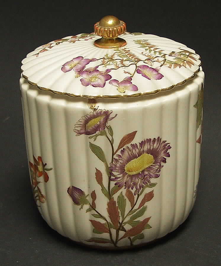 Blush Ivory Ware Fluted Cracker Jar & Cover - No Box by Royal Worcester-1