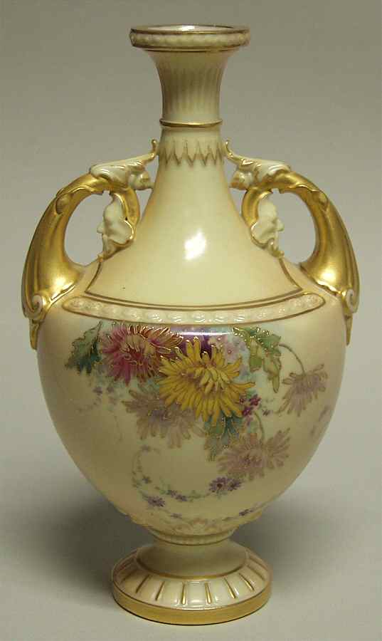 Blush Ivory Ware Two Handled Vase-Circa 1893 - No Box by Royal Worcester-1