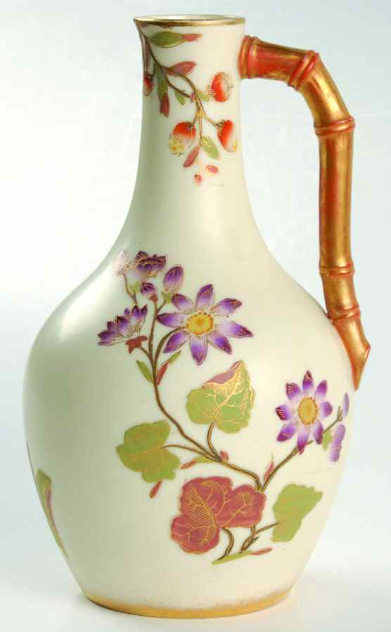 Blush Ivory Ware Bamboo Handled Jug/Vase - No Box by Royal Worcester-1