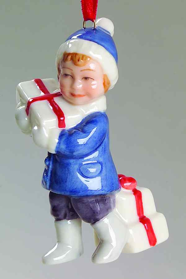 Annual Figurine Ornament Boy With Presents - Boxed by Royal Copenhagen-1