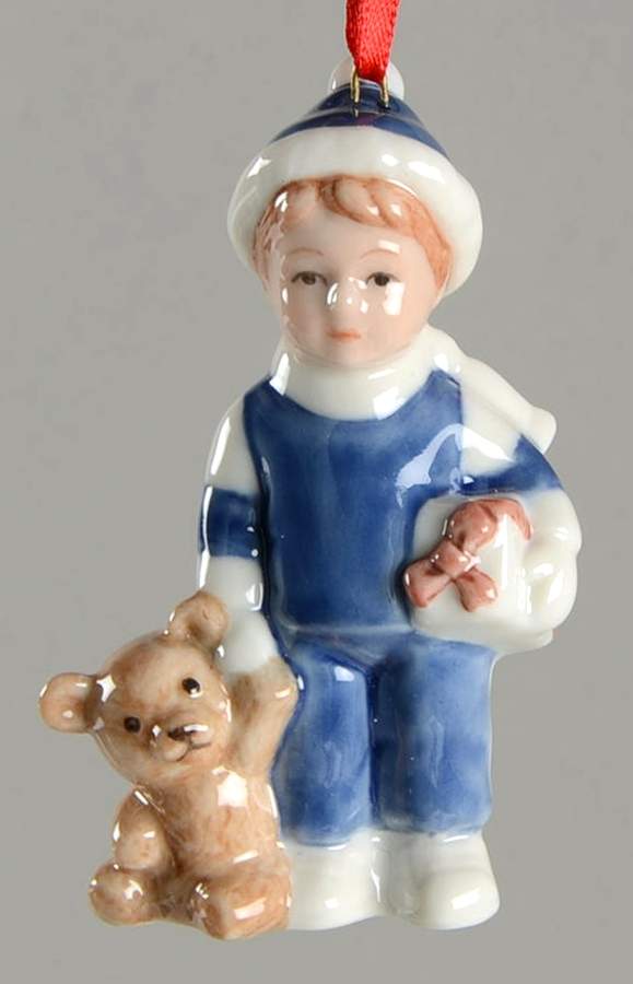 Annual Figurine Ornament Boy With Teddy Bear - No Box by Royal Copenhagen-1