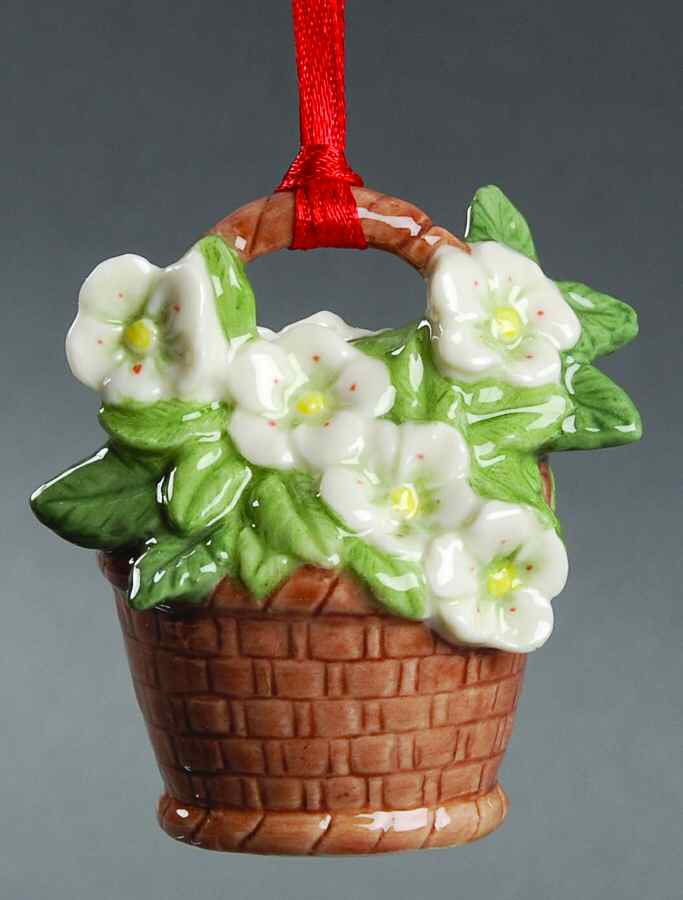 Annual Figurine Ornament Basket Of Christmas Roses - Boxed by Royal Copenhagen-1