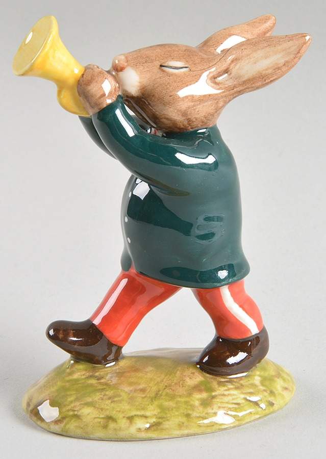 Bunnykins Oompah Band Trumpeter-Var 3-Green Band - No Box by Royal Doulton-1