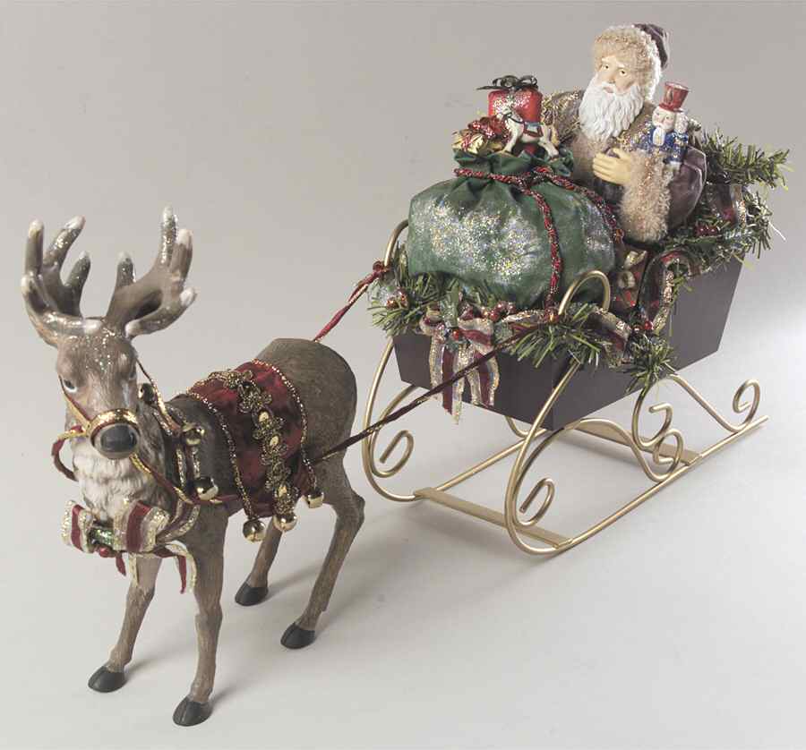 Roman  Figurines & Giftware Reindeer & Santa In Sleigh - No Box by Roman-1