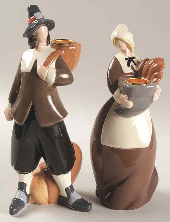 Roman  Figurines & Giftware Harvest Candlestick Pair - Boxed by Roman-1