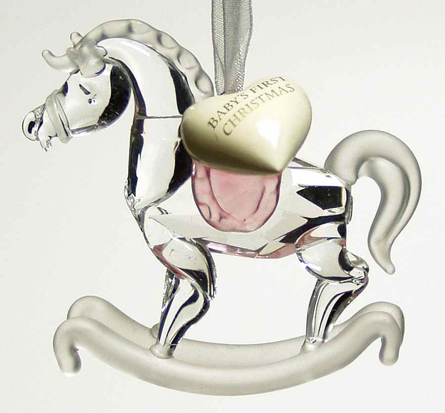 Roman Christmas Ornaments Baby's 1st Christmas-Horse Pink - Boxed by Roman-1