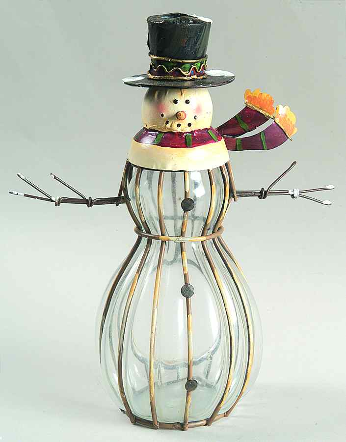 Roman Christmas Ornaments Tinworks Snowman Candleholder - Boxed by Roman-1
