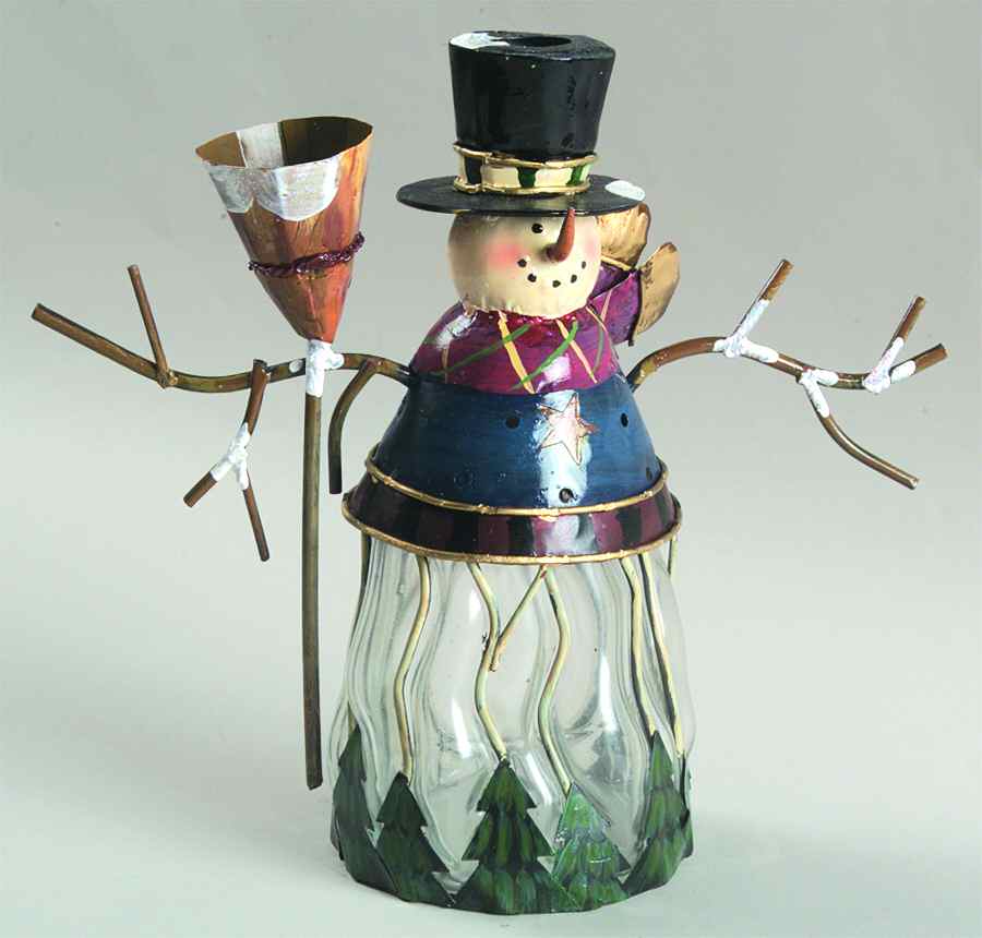 Roman Christmas Ornaments Tinworks Snowman Candleholder - No Box by Roman-1