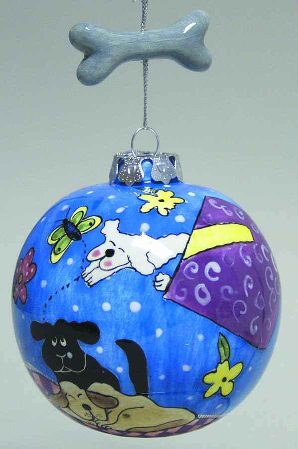 Roman Christmas Ornaments Dog Blue Ball Ornament - No Box by Roman-1