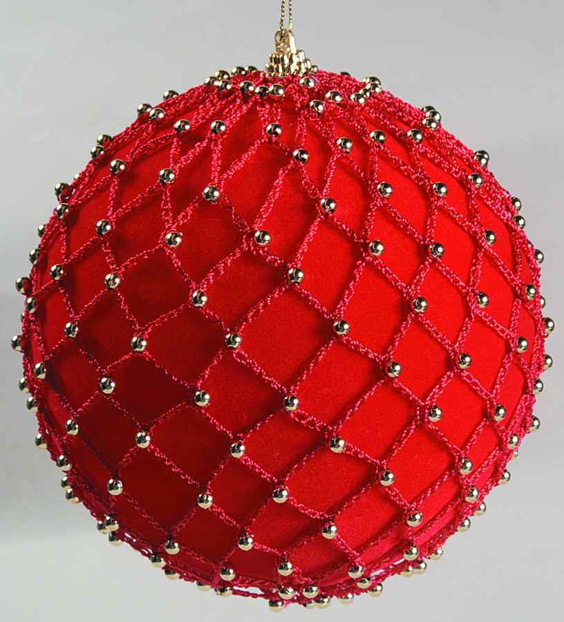 Roman Christmas Ornaments Red Velvet Ball Ornament - No Box by Roman-1