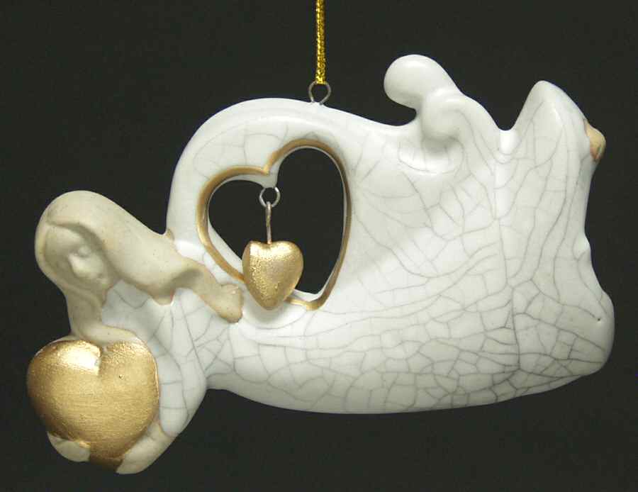 Roman Christmas Ornaments Crackle Angel W/ Heart - No Box by Roman-1