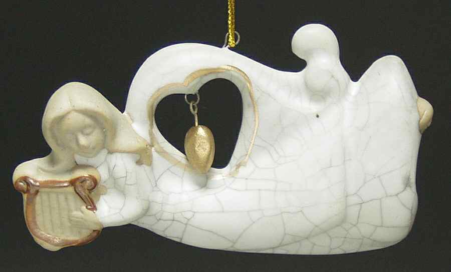 Roman Christmas Ornaments Crackle Angel W/ Harp - No Box by Roman-1
