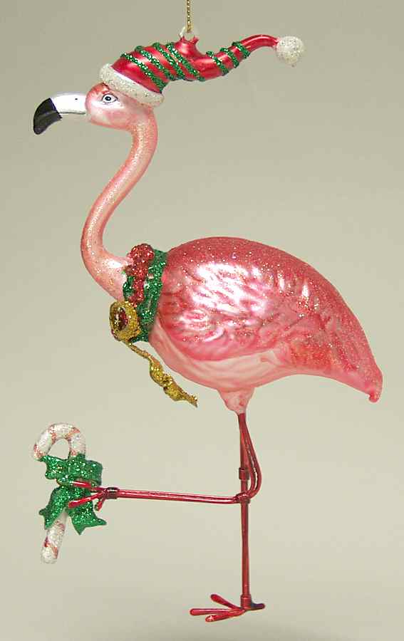 Roman Christmas Ornaments Flamingo With Candy Cane - No Box 108 by Roman-1