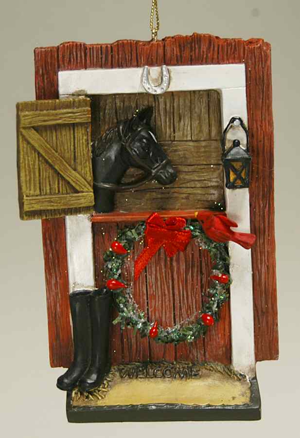 Roman Christmas Ornaments Barn Door With Horse - No Box by Roman-1