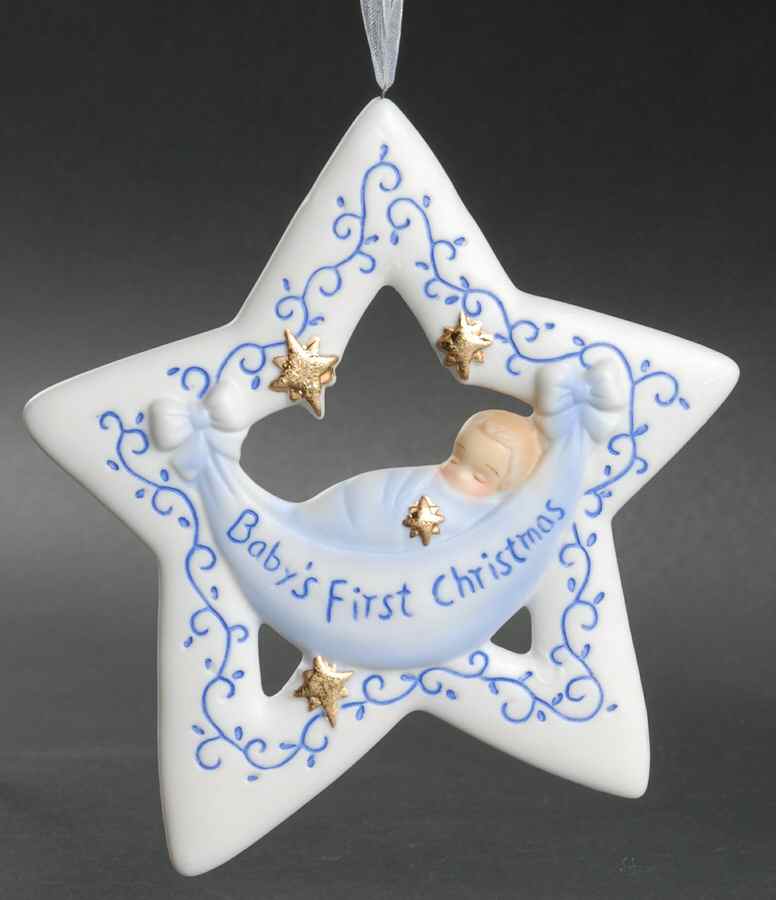 Roman Christmas Ornaments Boy Baby's 1st Christmas-Star - Boxed by Roman-1