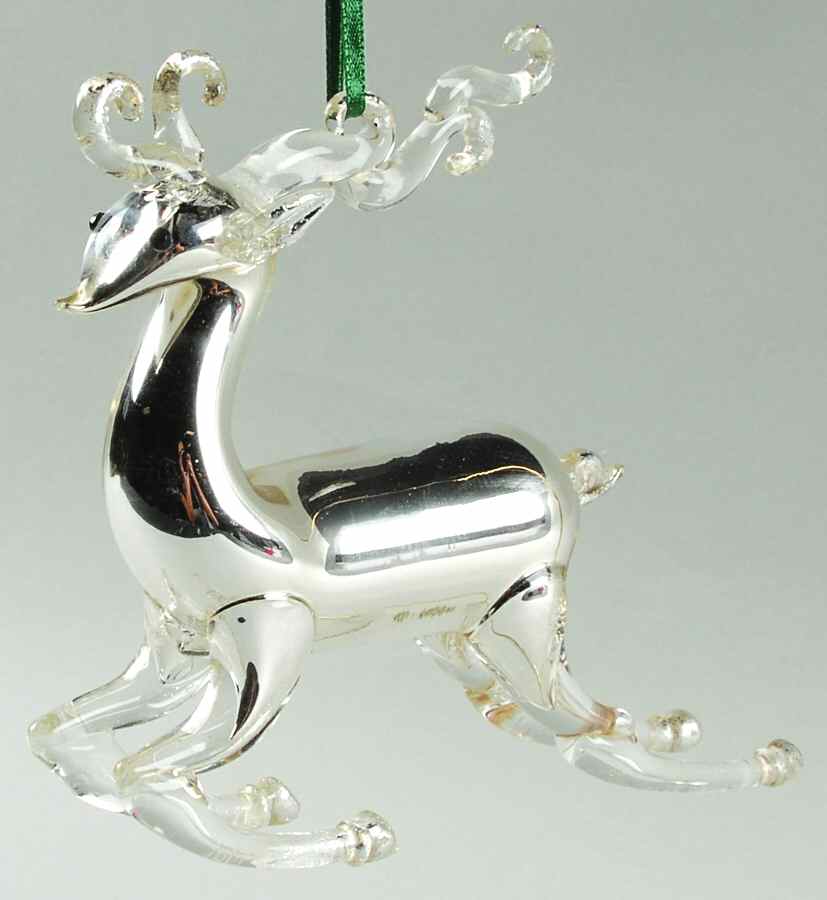 Roman Christmas Ornaments Silver Splendor Deer-Running - Boxed by Roman-1