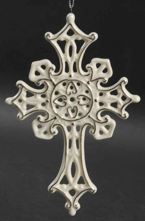 Roman Christmas Ornaments Ivory & Silver Cross-C - No Box by Roman-1