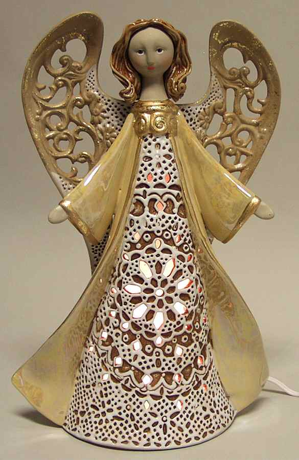 Origins Artisan Collection Lighted Yellow Angel Figure - Boxed by Roman-1