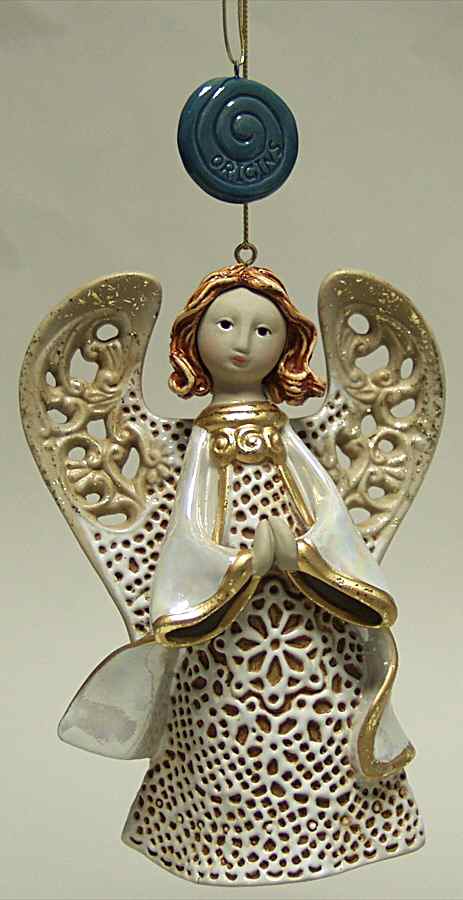 Origins Artisan Collection Cream Angel Praying Ornament - Boxed by Roman-1