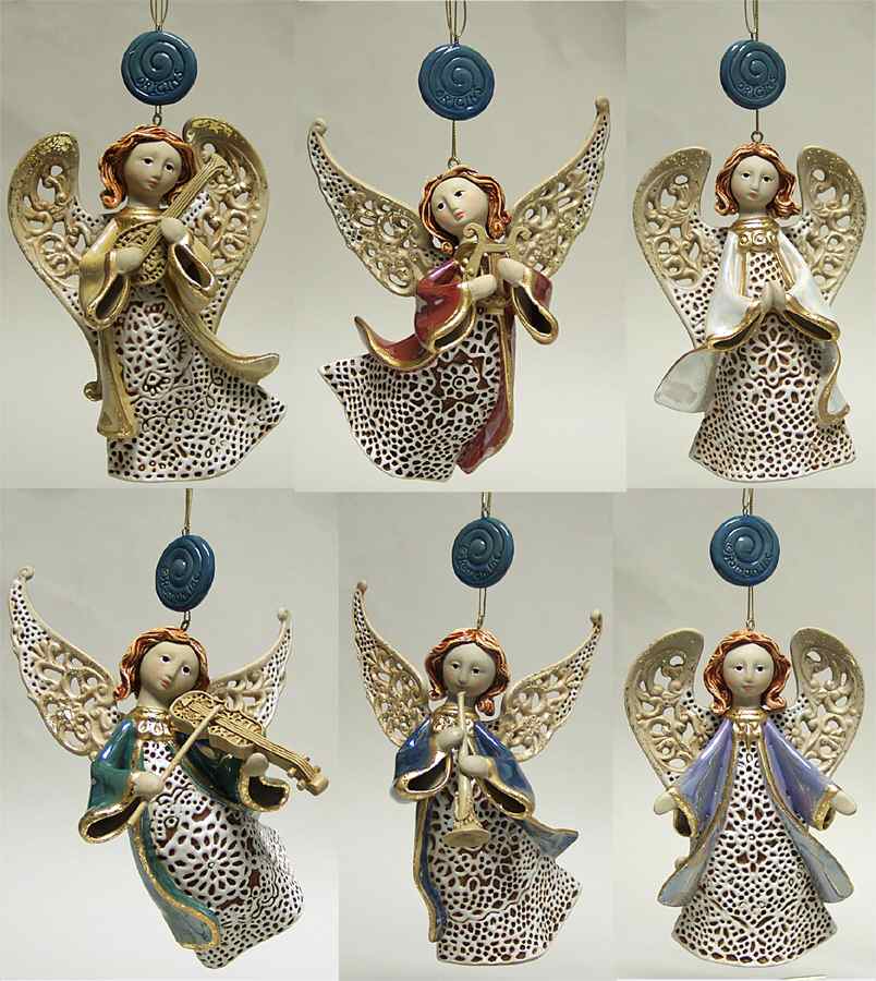 Origins Artisan Collection Angel Ornaments-6pc Set - Boxed by Roman-1