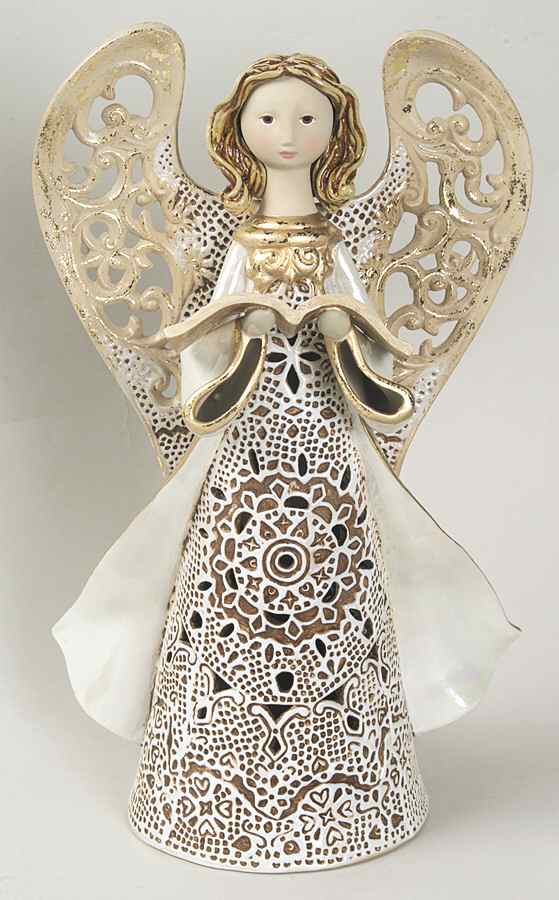 Origins Artisan Collection Lighted Cream Angel W/ Book Figure - No Box by Roman-1