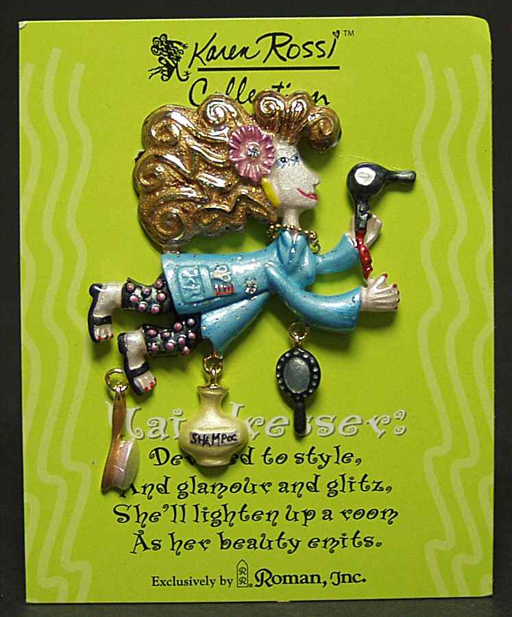Karen Rossi Jewelry Hairdresser Lapel Pin - Boxed by Roman-1