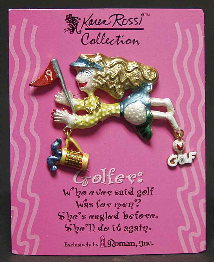 Karen Rossi Jewelry Golfer Lapel Pin - Boxed by Roman-1