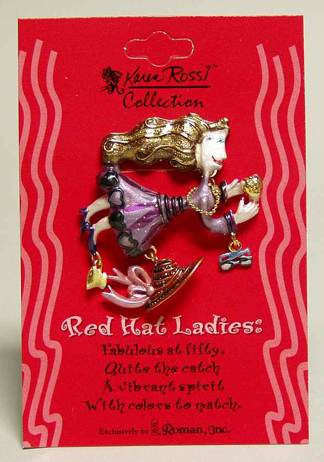 Karen Rossi Jewelry Red Hat Ladies Lapel Pin - Boxed by Roman-1