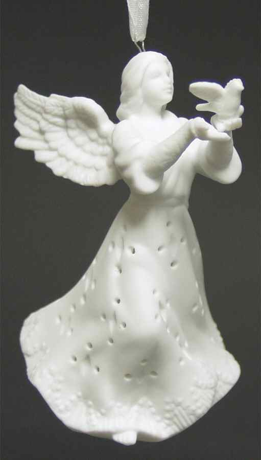 Lace Illusions Angel W/ Dove Light Cover Ornament - No Box by Roman-1