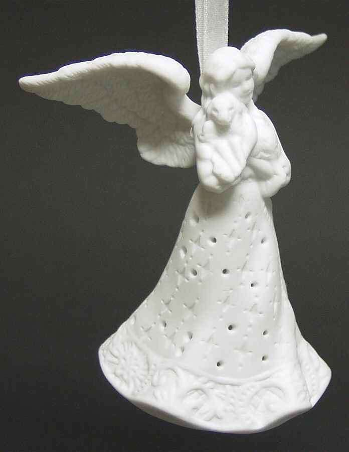 Lace Illusions Angel W/ Lamb Light Cover Ornament - Boxed by Roman-1