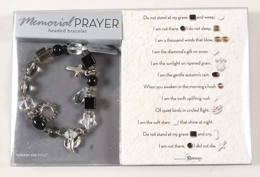Beaded Story Bracelets Memorial Prayer-Clear&Tan - With Box by Roman-1