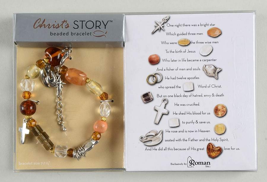Beaded Story Bracelets Christ's Story - Brown  - Boxed by Roman-1