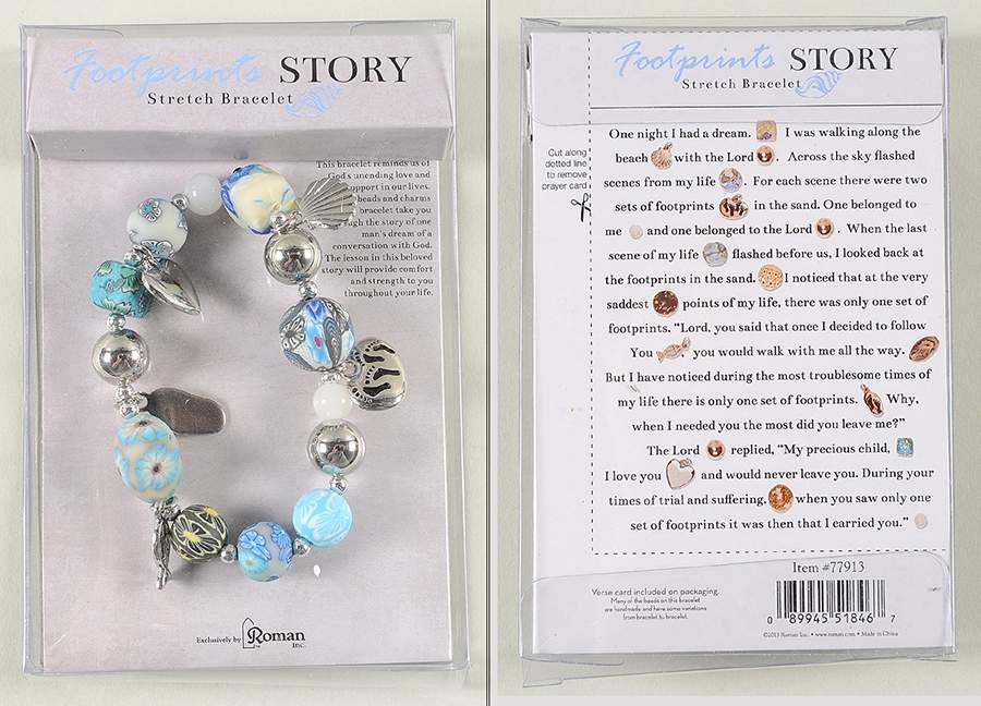 Beaded Story Bracelets Footprints  - Clay - Boxed by Roman-1