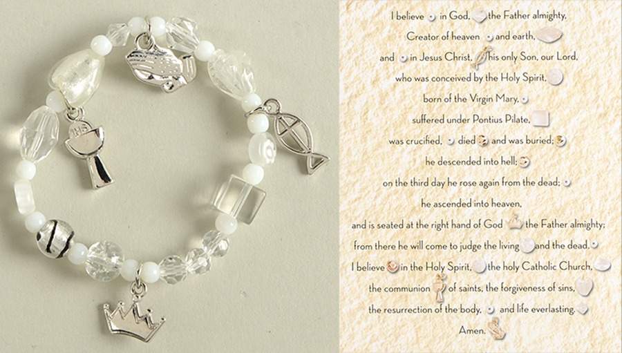 Beaded Story Bracelets First Communion - White Small - Boxed by Roman-1