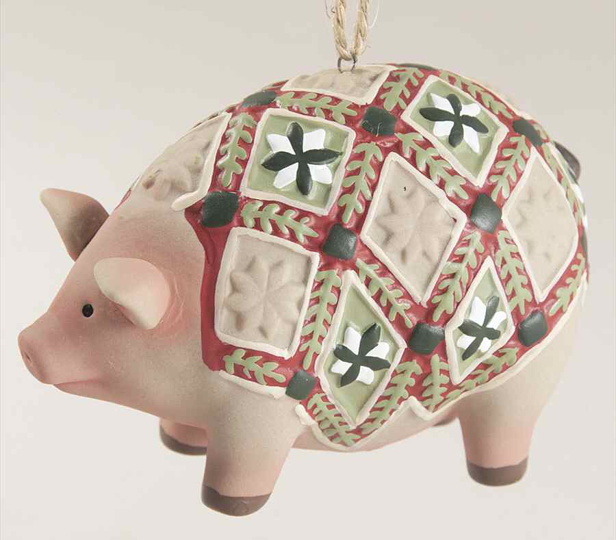 Origins Quilt Collection Pig Ornament - No Box by Roman-1